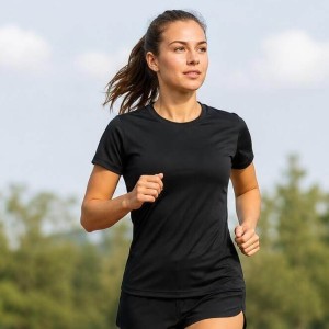 Koszulka damska sportowa z krótkim rękawem JHK - czarna