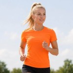Koszulka damska sportowa z krótkim rękawem JHK - pomarańczowa neonowa