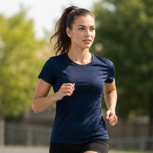 Koszulka damska sportowa z krótkim rękawem JHK - granatowa