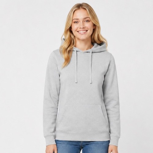 Bluza damska typu kangurek JHK- Jasnoszara, na modelce
