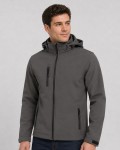 Męska kurtka softshell z odpinanym kapturem JHK – grafitowa