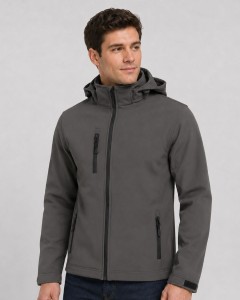 Męska kurtka softshell z odpinanym kapturem JHK – grafitowa