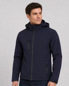 Męska kurtka softshell z odpinanym kapturem JHK – granatowa