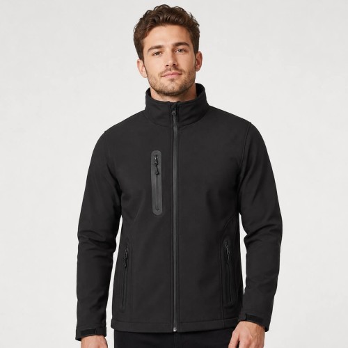 Męska kurtka softshell wodoodporna 8000 mm JHK – czarna, na modelu