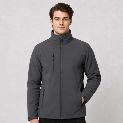Męska kurtka softshell z polarem JHK - grafitowa, na modelu