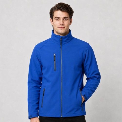 Męska kurtka softshell z polarem JHK - niebieska, na modelu