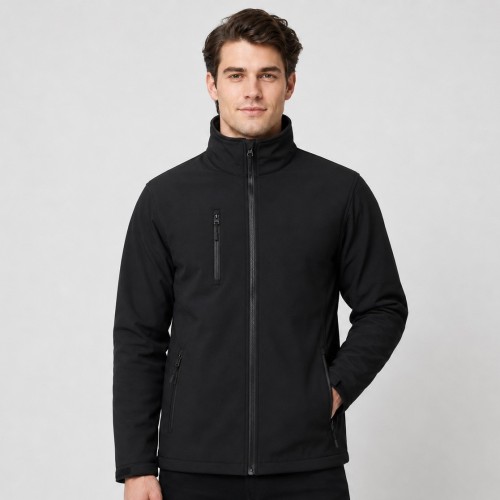 Męska kurtka softshell z polarem JHK - czarna, na modelu