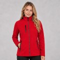 Damska kurtka softshell z polarem JHK - czerwona, na modelce
