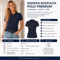 Granatowa damska koszulka polo premium z elastanem JHK tabela informacji o produkcie