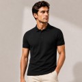 Czarna męska koszulka polo premium z elastanem JHK na modelu