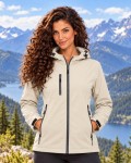Damska kurtka softshell 3-warstwowa z kapturem – kremowa