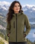 Damska kurtka softshell 3-warstwowa z kapturem – khaki