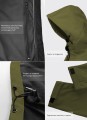 Damska kurtka softshell z kapturem 3-warstwowa – khaki, detale kurtki