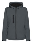 Damska kurtka softshell 3-warstwowa z kapturem – grafitowa