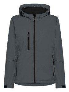 Damska kurtka softshell 3-warstwowa z kapturem – grafitowa