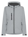 Damska kurtka softshell 3-warstwowa z kapturem – perłowy szary