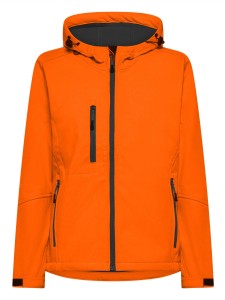 Damska kurtka softshell 3-warstwowa z kapturem – pomarańczowa