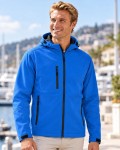 Męska kurtka softshell z kapturem 3-warstwowa - niebieska