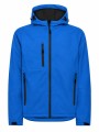 Męska kurtka softshell 3-warstwowa z kapturem – niebieska