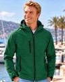 Męska kurtka softshell 3-warstwowa z kapturem – leśna zieleń, na modelu