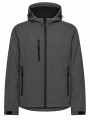 Męska kurtka softshell 3-warstwowa z kapturem – grafitowa