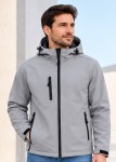Męska kurtka softshell z kapturem 3-warstwowa - jasnoszara