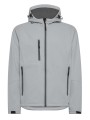 Męska kurtka softshell 3-warstwowa z kapturem – jasnoszara