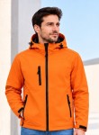 Męska kurtka softshell z kapturem 3-warstwowa - pomarańczowa