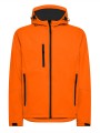 Męska kurtka softshell 3-warstwowa z kapturem – pomarańczowa