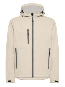 Męska kurtka softshell z kapturem 3-warstwowa - kremowa
