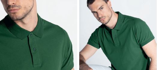 Mężczyzna ubrany w Męską Koszulkę Polo z Krótkim Rękawem JT POLO JHK w kolorze zielonym.Materiał:100% bawełna.  Gramatura:ok.180 g/m² Dzianina typu piqué.Dwa guziki.Boczne rozcięcia.Dostępne na www.koszulkisuper.com
