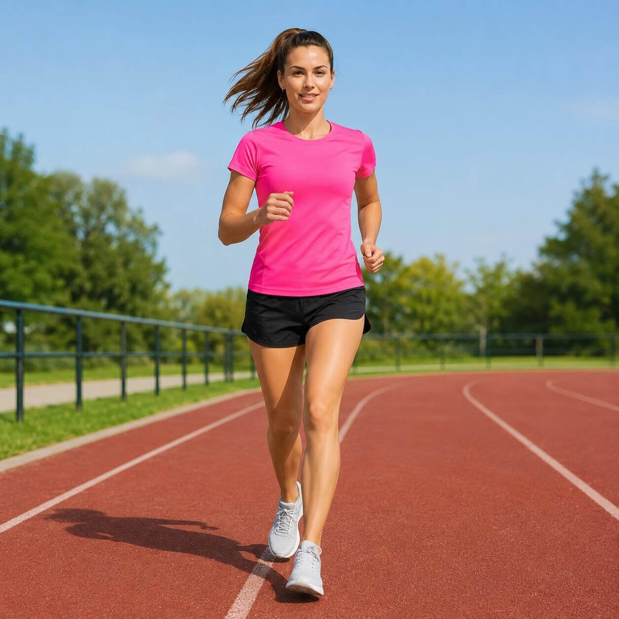 Koszulka Damska sportowa JHK- na modelce, Fucsia Fluor
