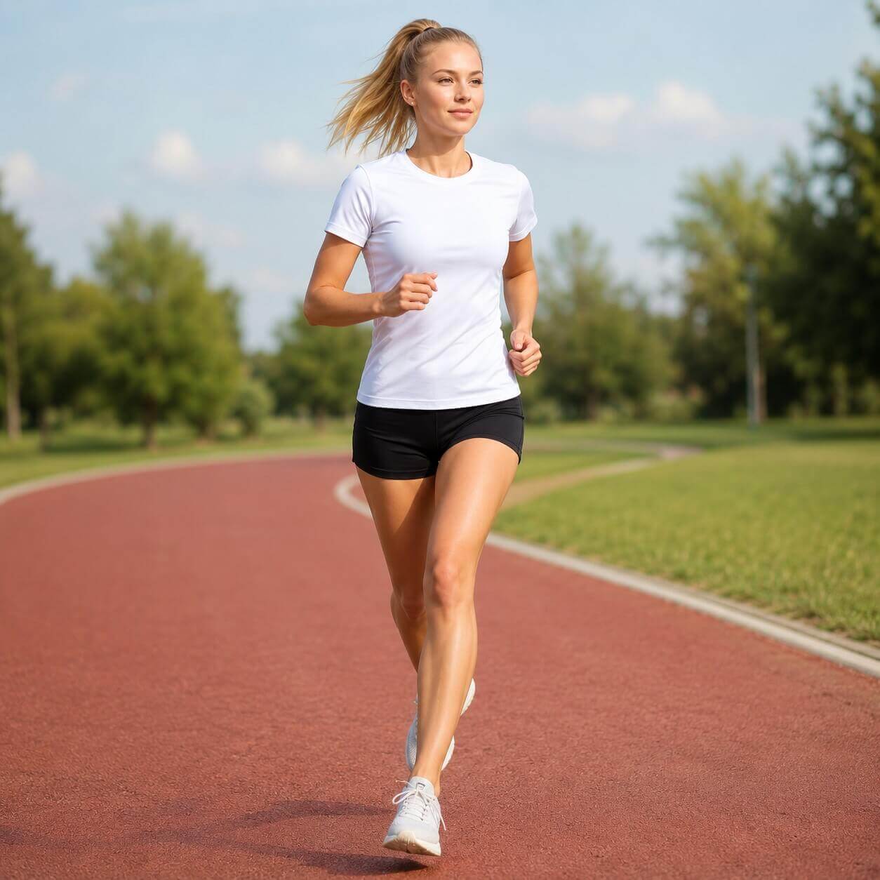 Koszulka Damska sportowa JHK- na modelce, biała