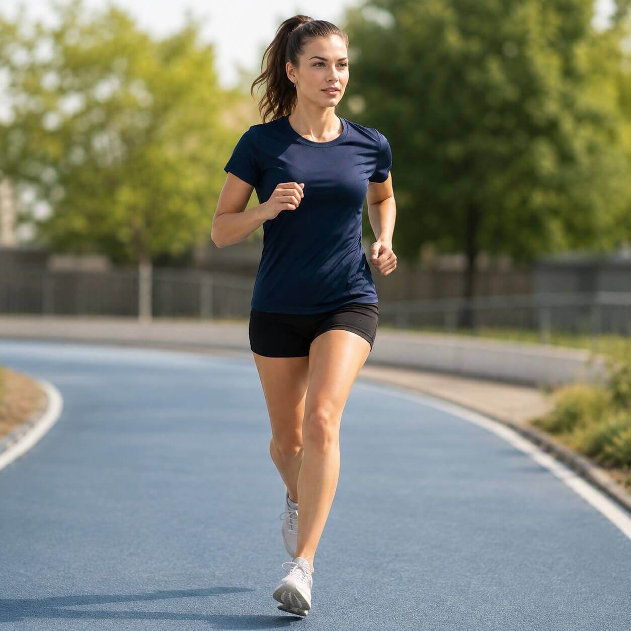 Koszulka Damska sportowa JHK- na modelce, granatowa