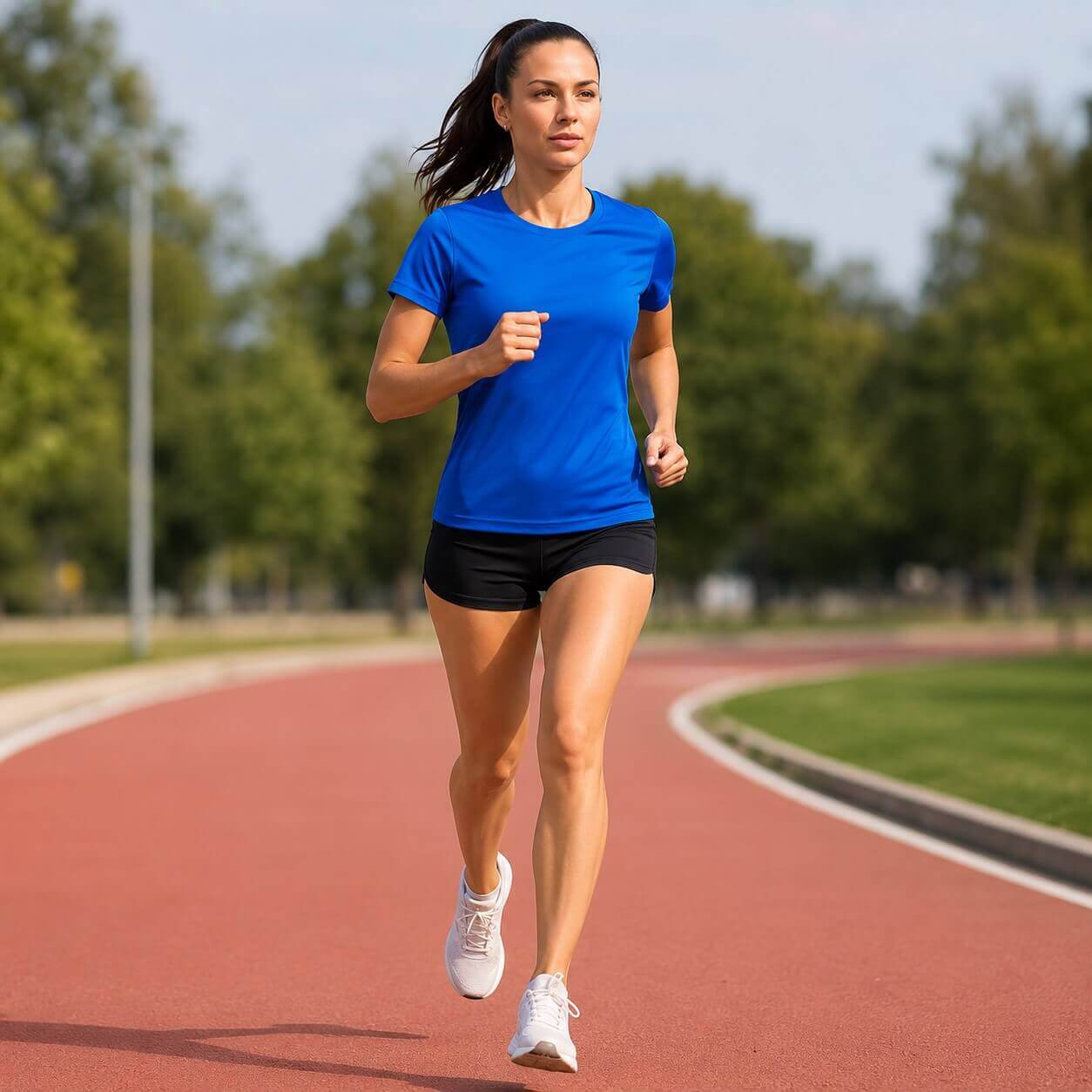 Koszulka Damska sportowa JHK- na modelce, niebieska