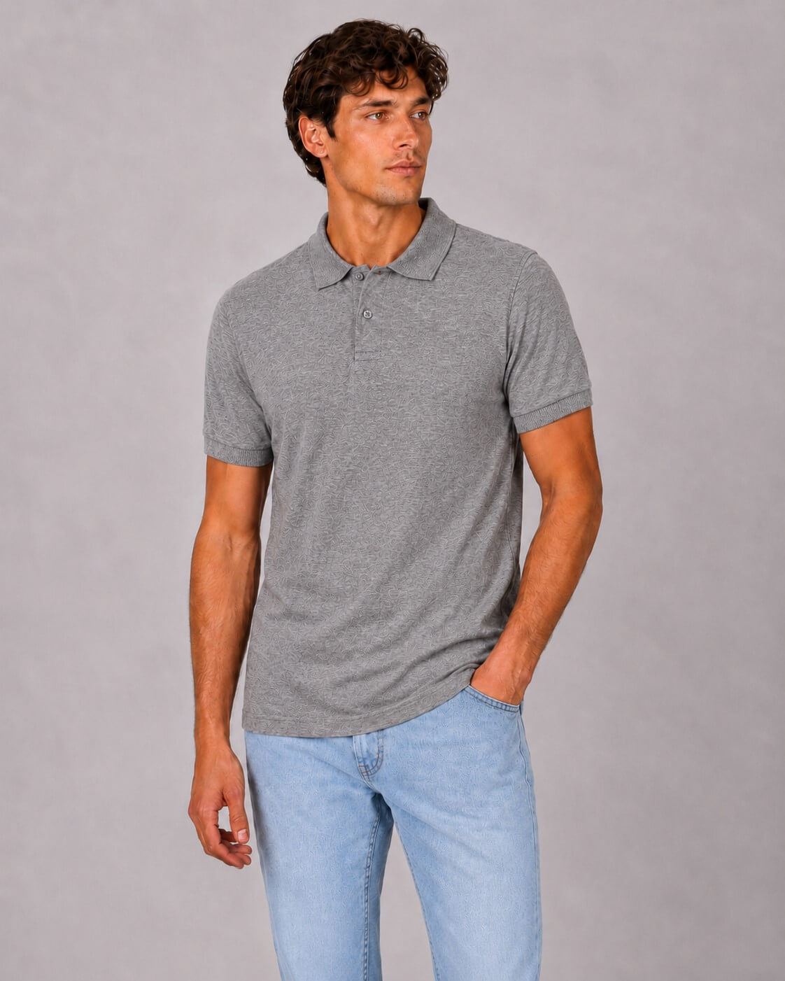 Koszulka polo męska z krótkim rękawem JHK premium 210 g– Grey Melange