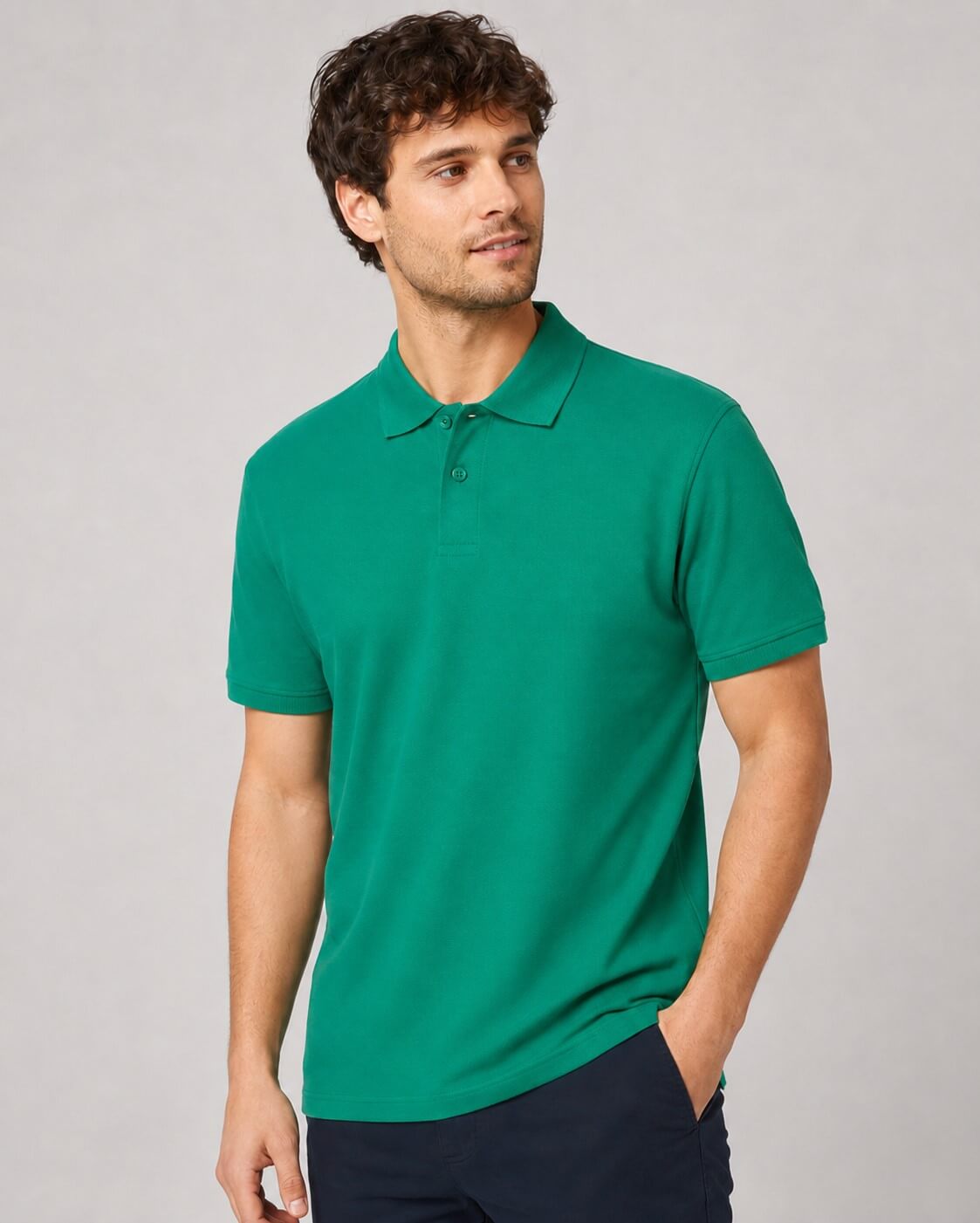 Koszulka polo męska z krótkim rękawem JHK premium 210 g– zielona