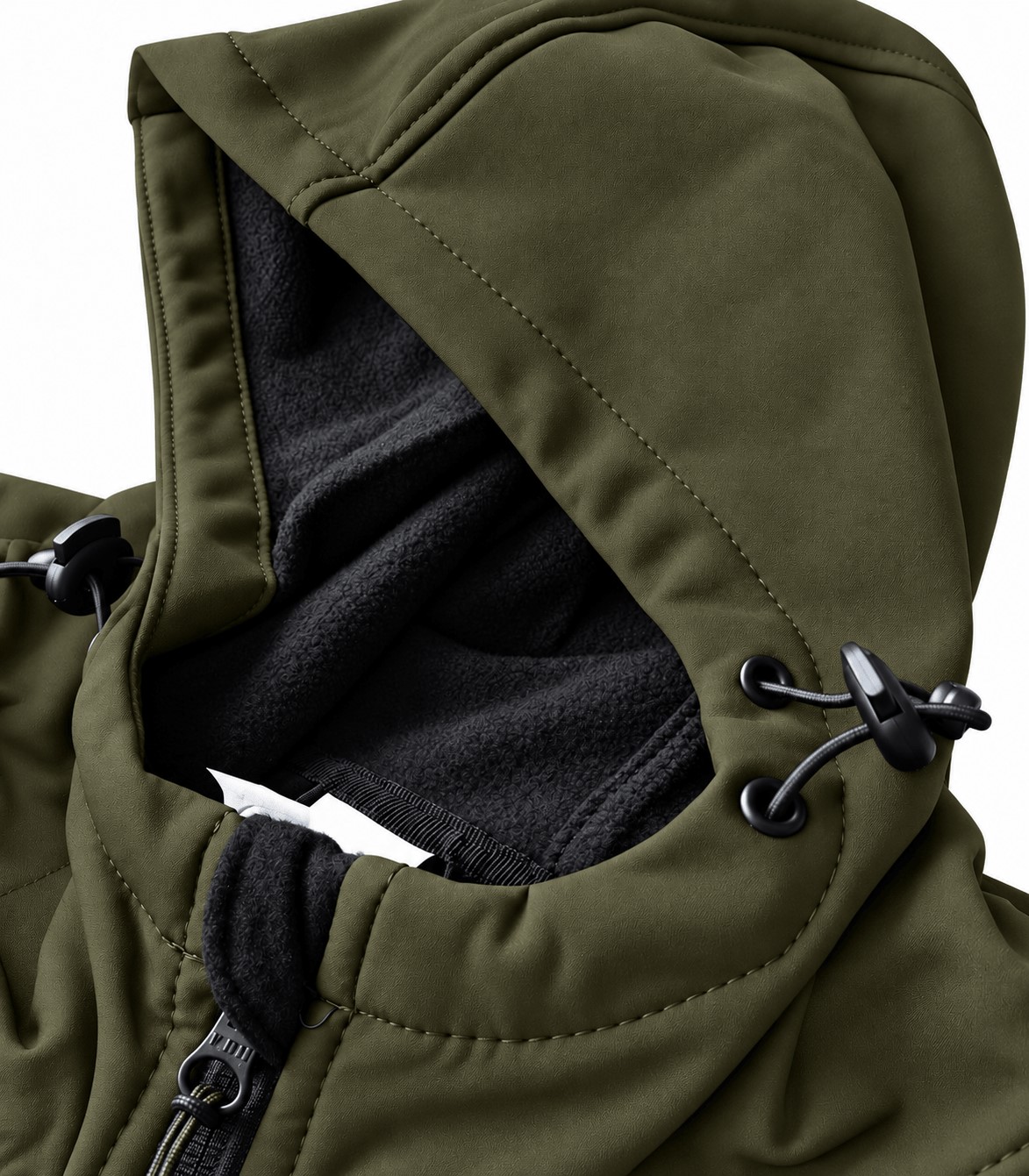 Kurtka softshell 3-warstwowa z kapturem – regulowany kaptur z polarowym wykończeniem