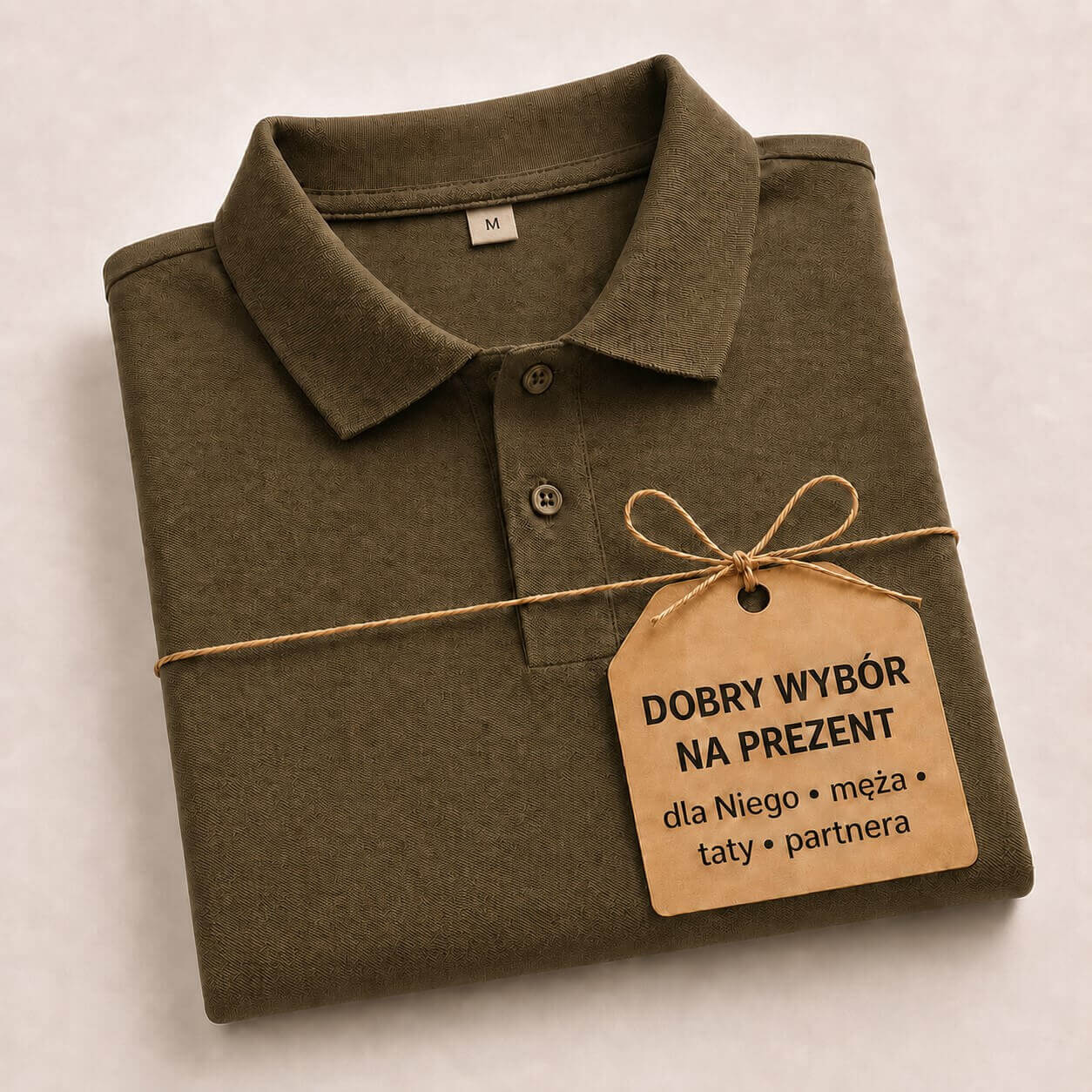 Męska koszulka polo JHK 210 g – bawełniana, khaki_pomysł na prezent