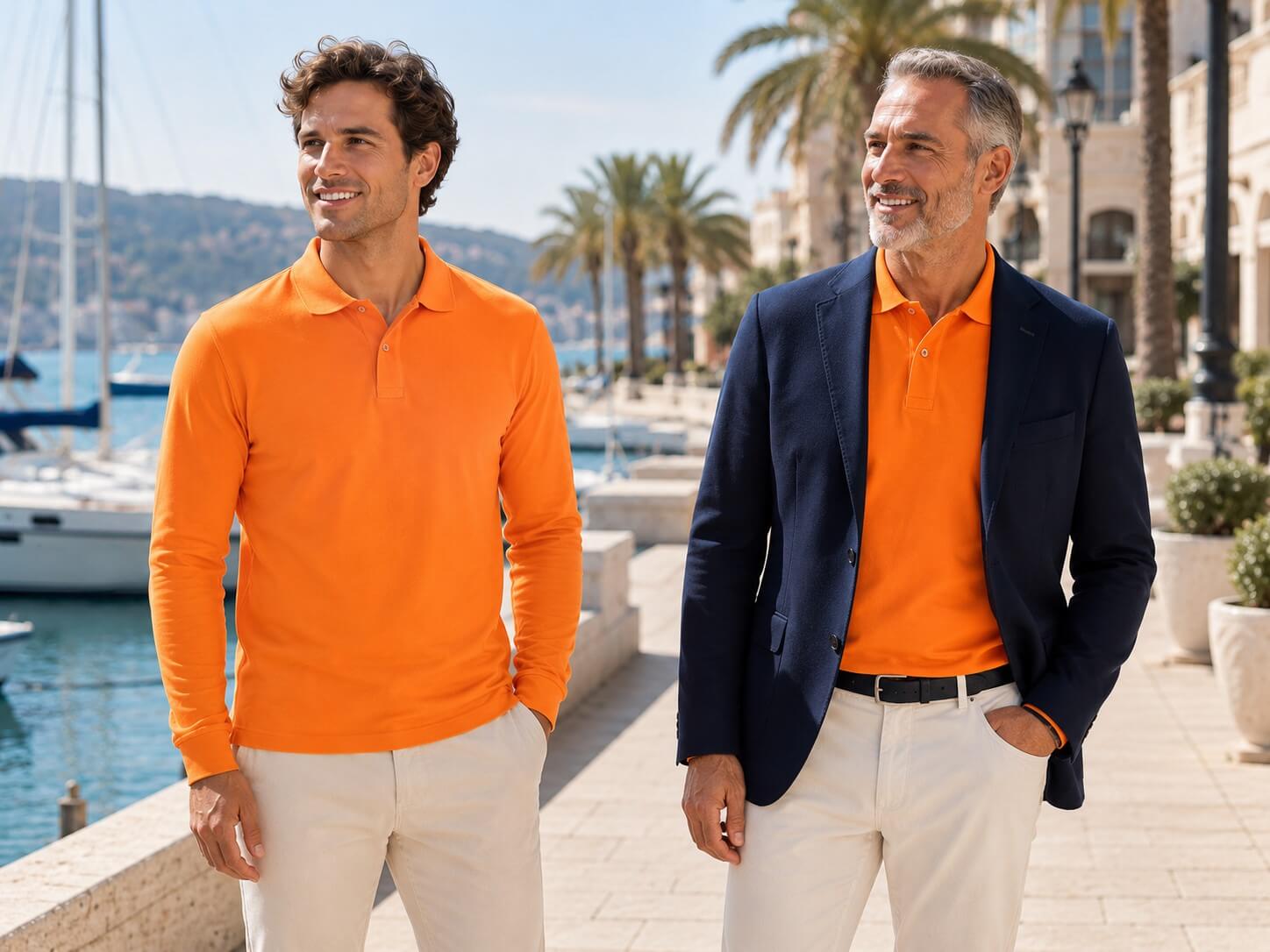Męska koszulka polo z długim rękawem JHK 210 g – bawełniana, orange