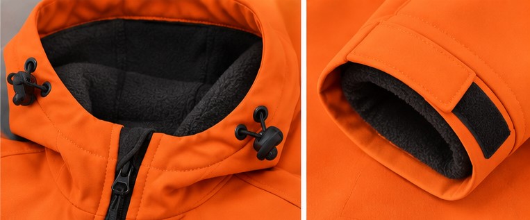 Męska kurtka softshell 3-warstwowa– polarowe wykończenie kaptura i rękawa.
