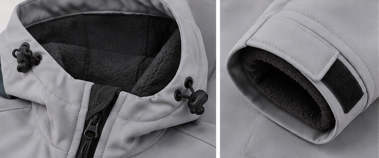 Męska kurtka softshell 3-warstwowa– polarowe wykończenie kaptura i rękawa