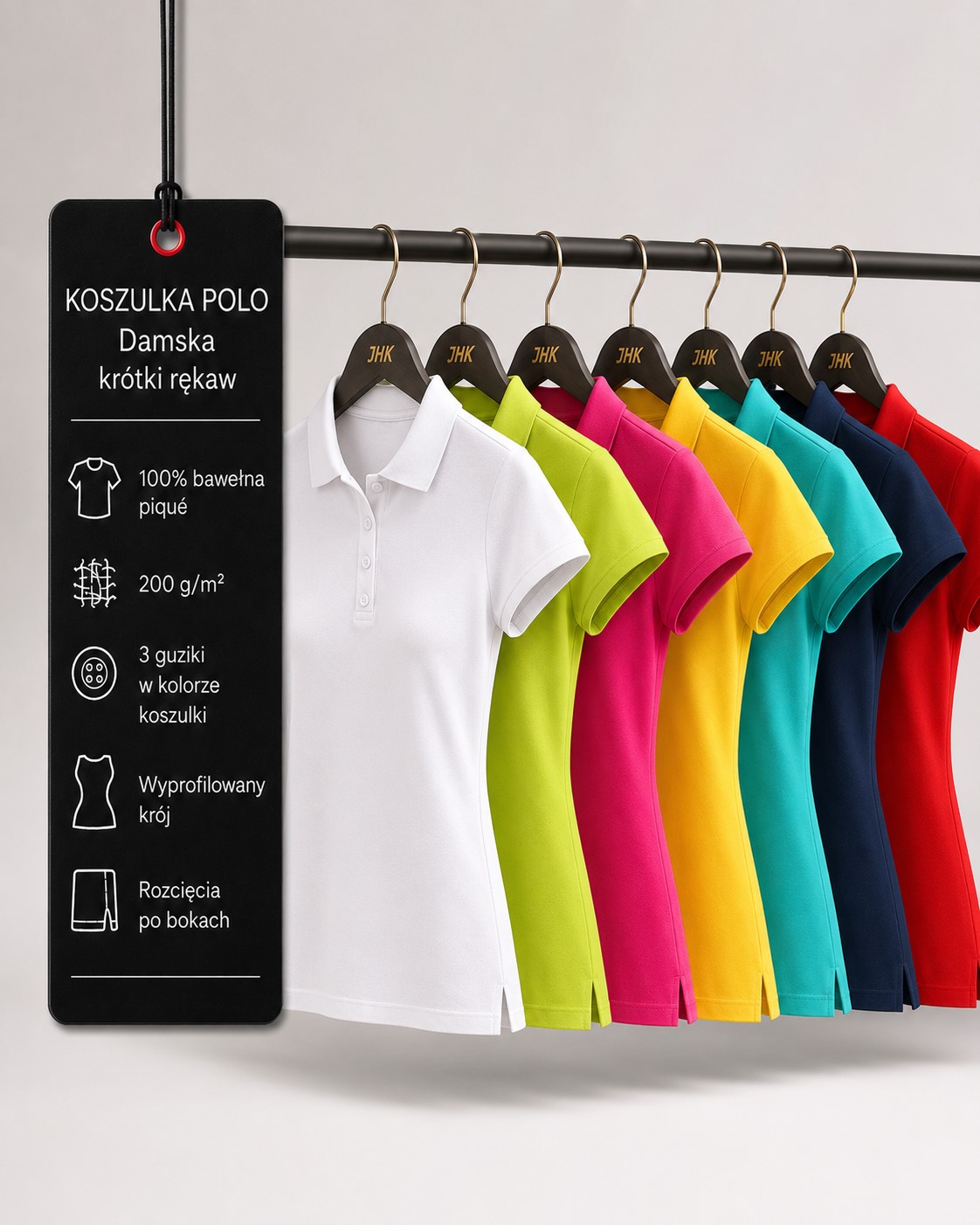 METKA-Damska koszulka polo z długim rękawem JHK 200 premium w wielu kolorach – 100% bawełna piqué