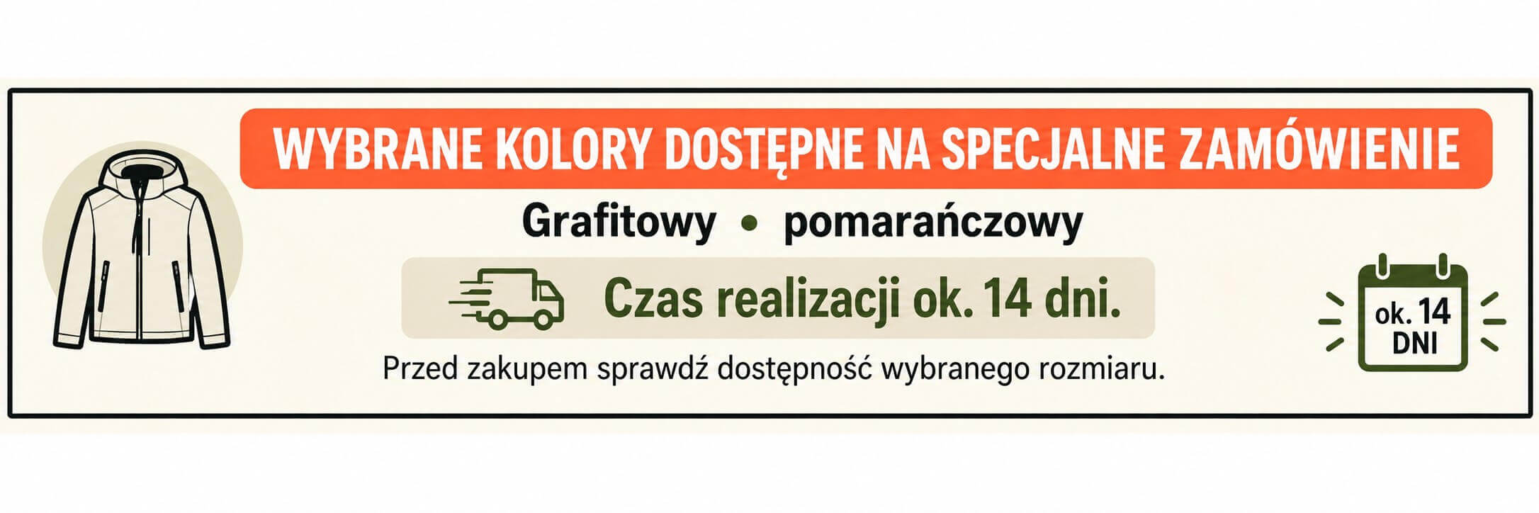 BANER informujący o kurtkach damskich w kolorach pod zamówienie