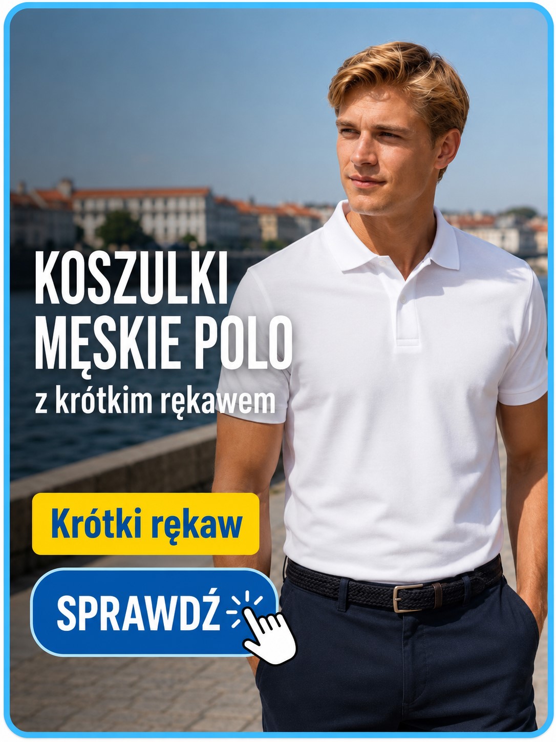 Zdjęcie prowadzi do kategorii męskich koszulek polo z krótkim rękawem JHK 210 g premium. Męska Koszulka POLO z krótkim rękawem JHK 210 g premium- bawełna, biała