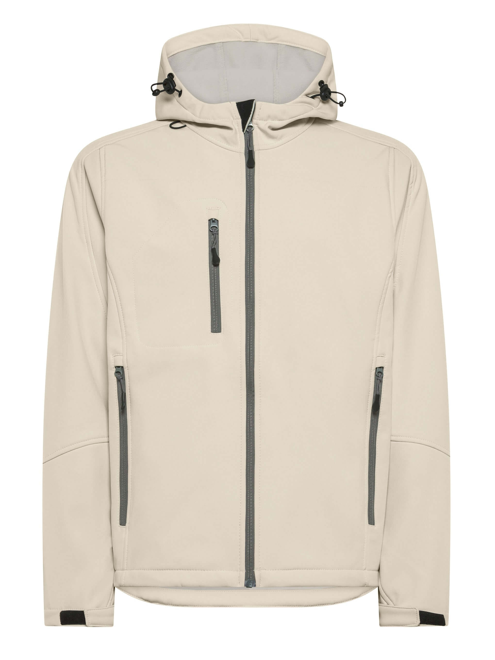 Męska kurtka softshell 3-warstwowa z kapturem – kremowa